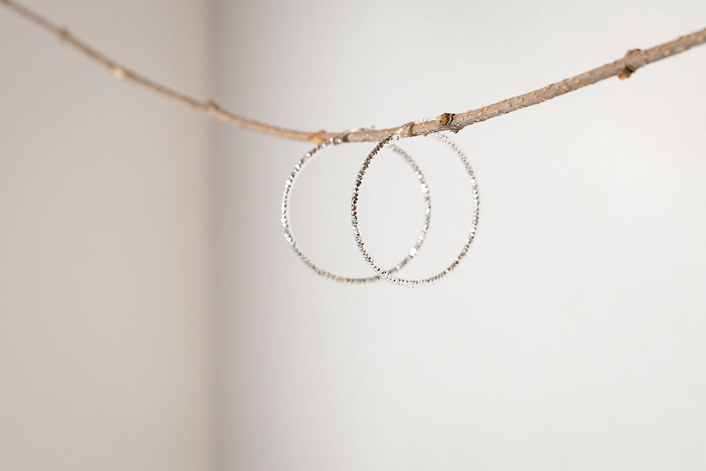 Silver Diamond Cut Hoops