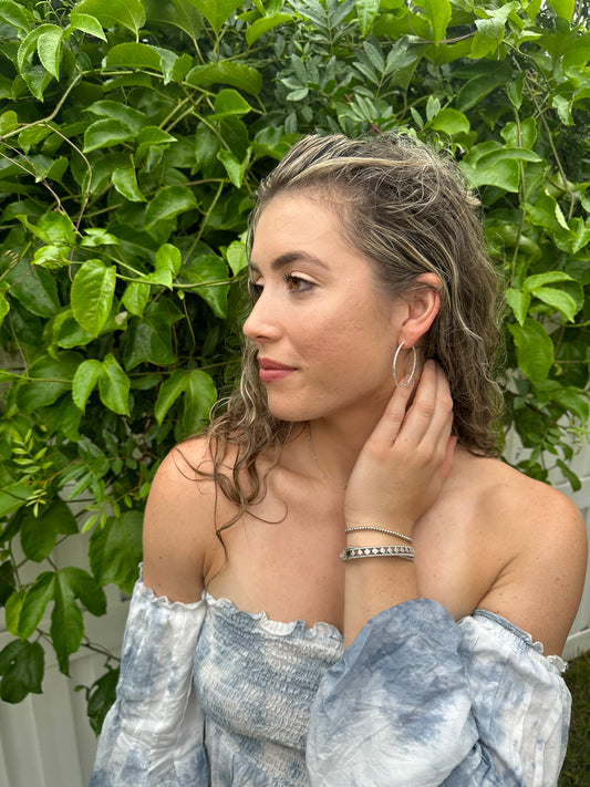 Silver Diamond Cut Hoops