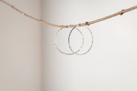 Silver Diamond Cut Hoops
