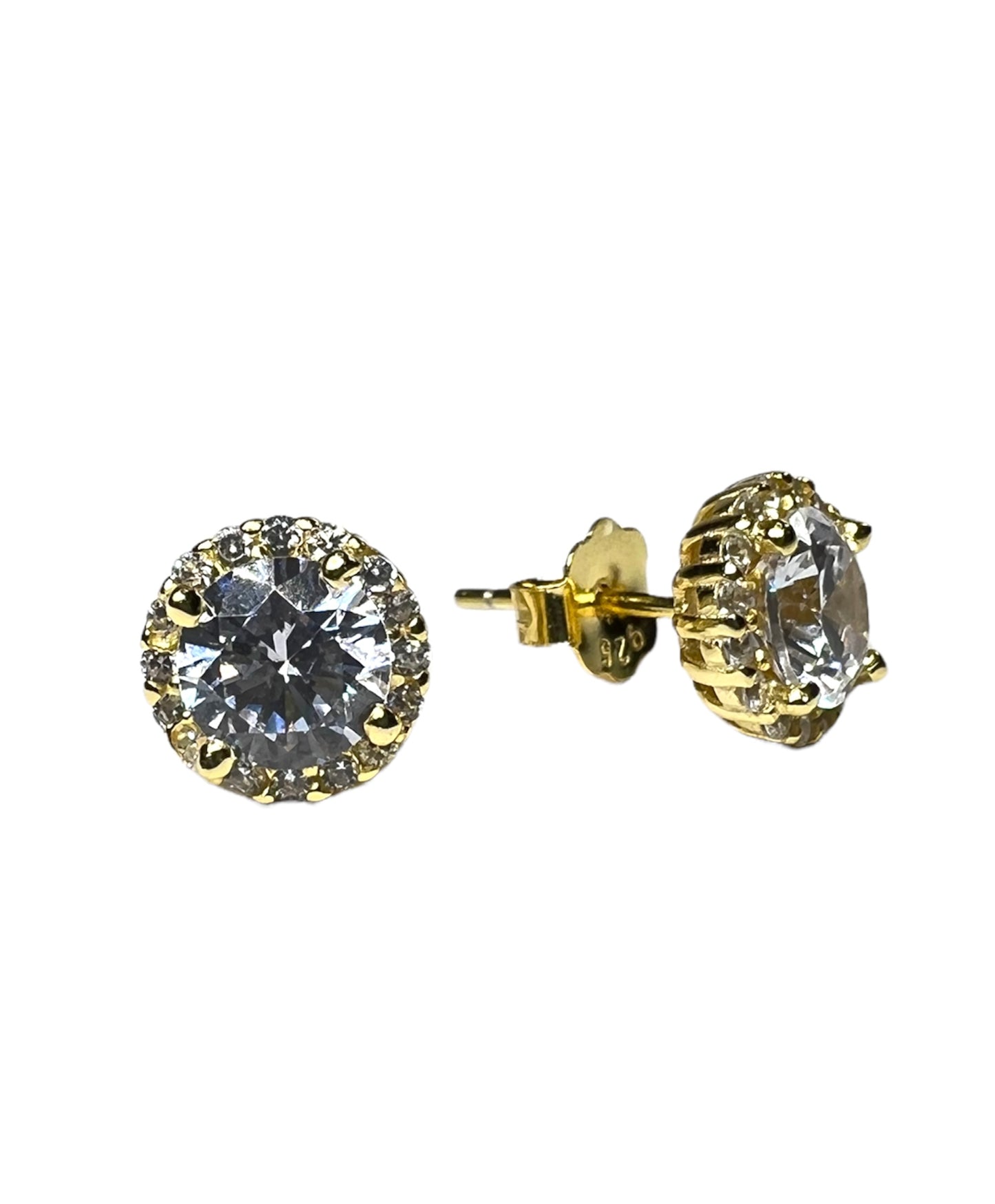 Halo Cubic Zirconia Stud Earrings