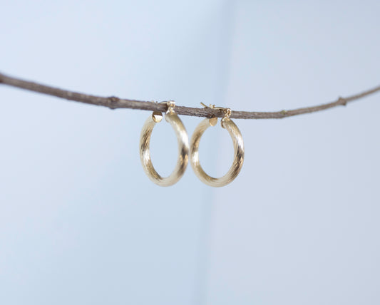 Diamond Cut Gold Hoops
