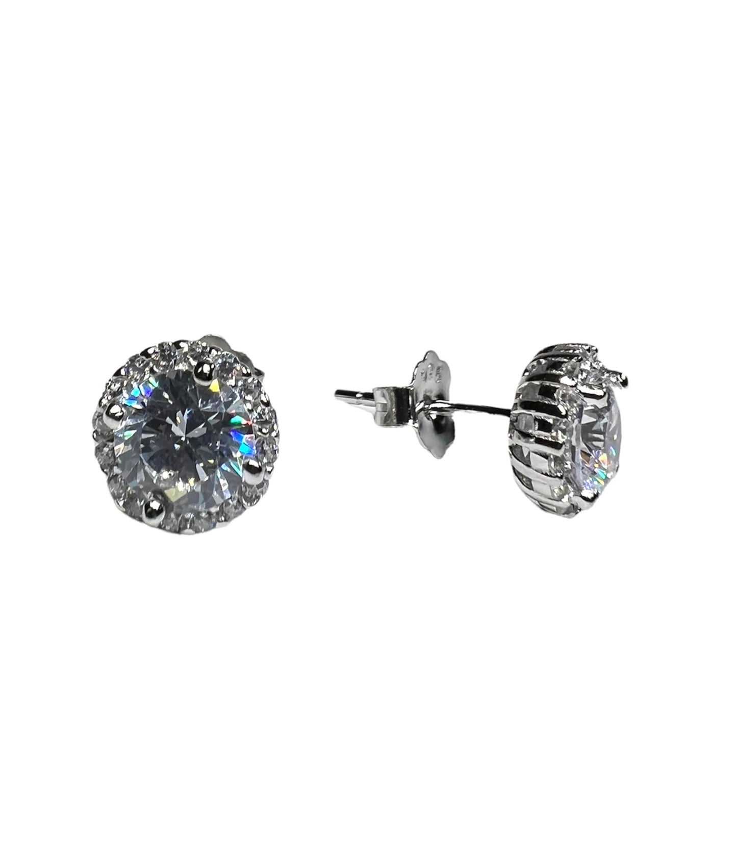 Halo Cubic Zirconia Stud Earrings