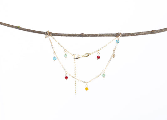 Gold Dangle Gemstone Anklet